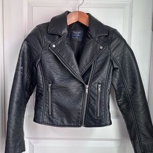 Abercrombie & Fitch Black Faux Leather Moto Jacket